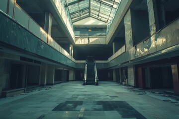 Abandoned shopping mall interior slung derelict forsaken outcast