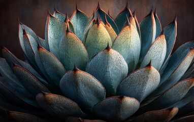 Fototapeta premium Close-Up Detailed Blue Green Agave Succulent