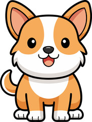 Playful puppy cartoon with big eyes and fluffy fur in cute kawaii design