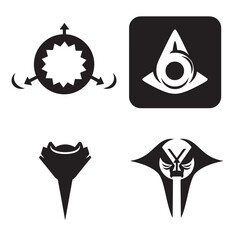 Obraz premium Four unique black and white silhouette abstract vector designs and graphic elements