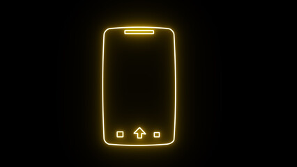 Neon phone icon. Glowing neon cellphone sign