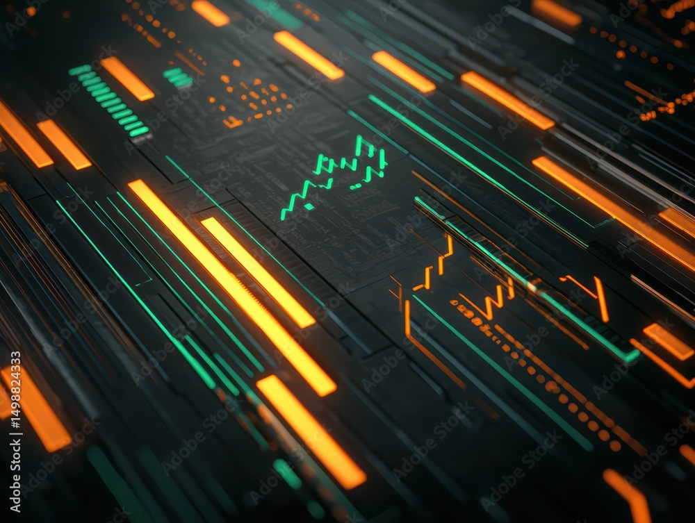 Poster futuristic abstract digital background with neon lines and graph elements representing technology an