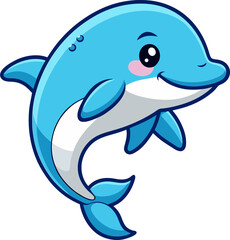 Cheerful dolphin cartoon with a big smile perfect for ocean themed graphics