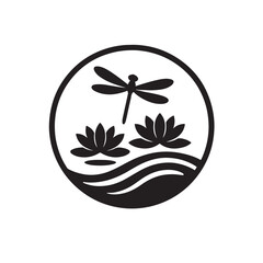 Dragonfly Water Lilies Logo