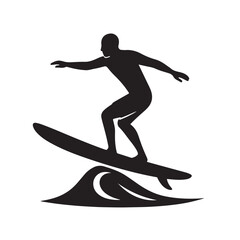 Longboard Surfer Wave Silhouette