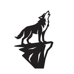 Lone Wolf Howling Cliff Silhouette