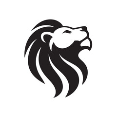 Majestic Lion Head Looking Up Silhouette