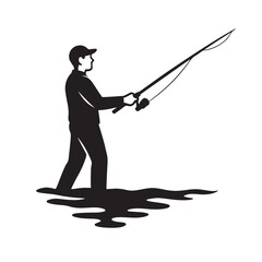 Man Casting Fishing Rod Silhouette