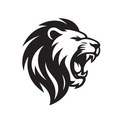 Fototapeta premium Roaring Lion Head Side View Silhouette