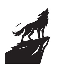 Wolf Standing Cliff Howling Silhouette