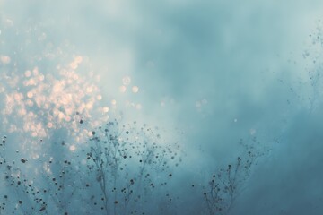 Botanical Haze: An ethereal, misty botanical scene with blurred plant silhouetted against a soft blue, creating a dreamlike and serene atmosphere.