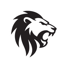 Angry Lion Head Profile Silhouette