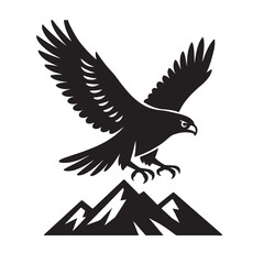 Hawk Flying Mountain Landscape Silhouette