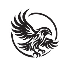 Obraz premium Tribal Hawk Flying Circle Silhouette