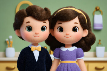 National Love Teeth Day children brushing teeth, cleaning oral cavity, washing children illustration