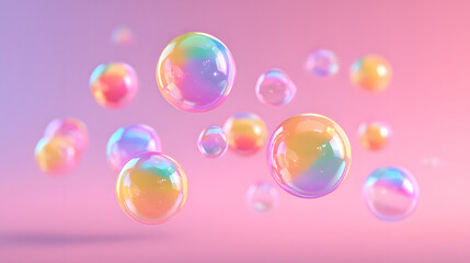 Dreamy Floating Bubbles on Pink Background