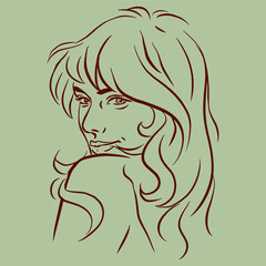 girl with long hair posing vector for card decoration illustration