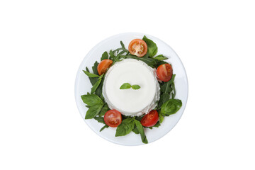 PNG,Ricotta with fresh tomatoes, isolated on white background