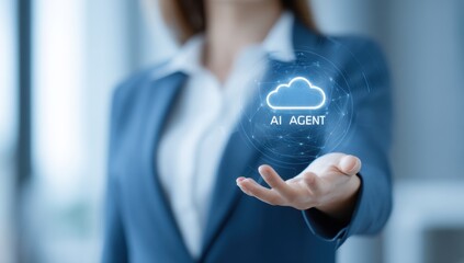 AI agent cloud concept in outstretched hand