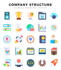 Company Structure Icons Pack Flat Style. Vector illustration.