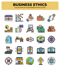 Collection of 25 Business Ethics Icons: A Guide to Ethical Business Practices