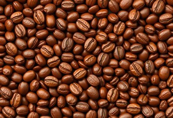 Fototapeta premium Seamless vector pattern of brown coffee beans, seamless texture, style