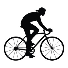 A silhouette of riding bicycle vector on a white background