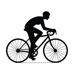 A silhouette of riding bicycle vector on a white background