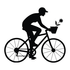 Fototapeta premium A silhouette of riding bicycle vector on a white background
