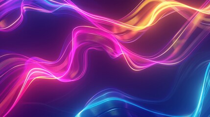 Softly glowing neon corporate lines swirling across a desaturated gradient background, forming an elegant yet energetic pattern that is perfect for financial, tech, or startup promotions, 