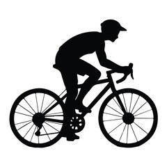 A silhouette of riding bicycle vector on a white background