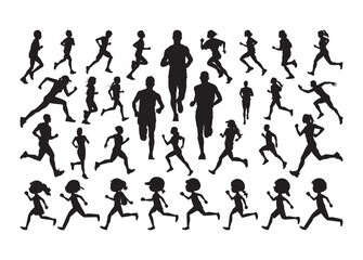 Running vector, Running clipart, Running silhouette