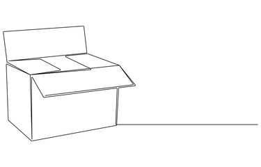 Hand drawn gift box continuous one line icon. Present with ribbon bow single line vector illustration