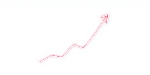 Outline icon of upward-trending graph arrow on white,  graphic,  outline