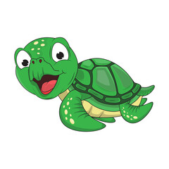 Cute Turtle Animal Cartoon Illustration