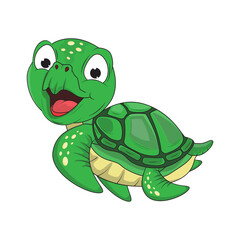 Cute Turtle Animal Cartoon Illustration