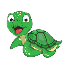 Cute Turtle Animal Cartoon Illustration