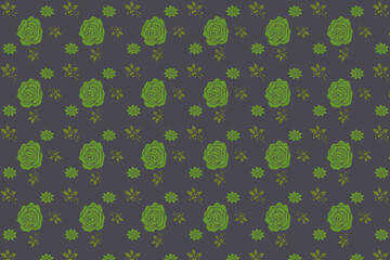 abstract seamless light green floral pattern on dark green background
