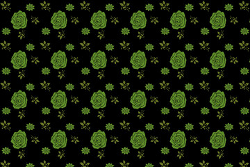 abstract seamless light green floral pattern on dark green background