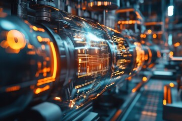 Futuristic AI-driven predictive maintenance system enhancing machinery operations in an advanced manufacturing environment