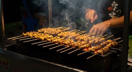 Skewers Grilling on Barbecue