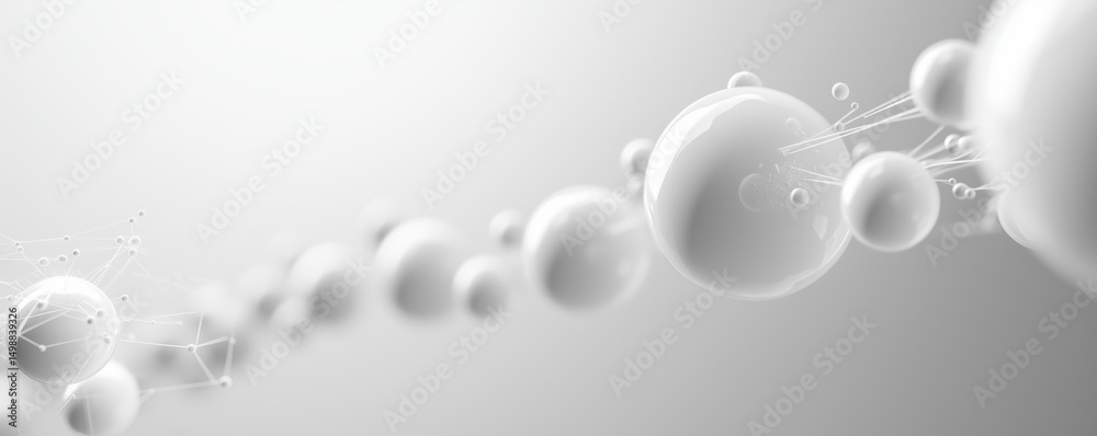 Poster abstract representation of molecular structures with interconnected spheres and lines