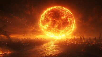 Burning star descending with intense fiery light High Resolution Illustration