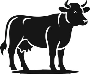 Black and white farm animal, a cute isolated dairy cattle illustration