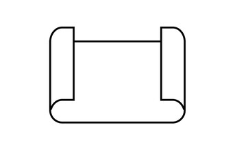 Icono negro de pergamino abierto en blanco