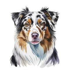 Tricolored Australian Shepherd Dog Portrait