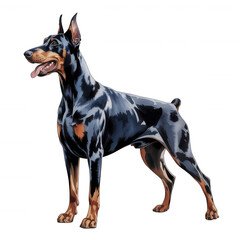 Fototapeta premium Confident Doberman Pinscher Standing with Tongue Out