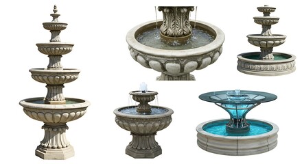 Fototapeta premium Various stone fountain designs