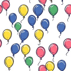 Colorful balloons scattered design for celebration.