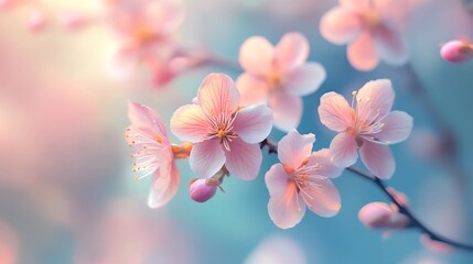 Delicate pink cherry blossoms blooming in spring a gentle reminder of new beginnings with soft focus background and